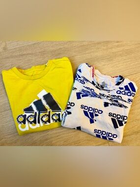 adidas Kids Yellow & White Graphic Logo Tees - Short Sleeve